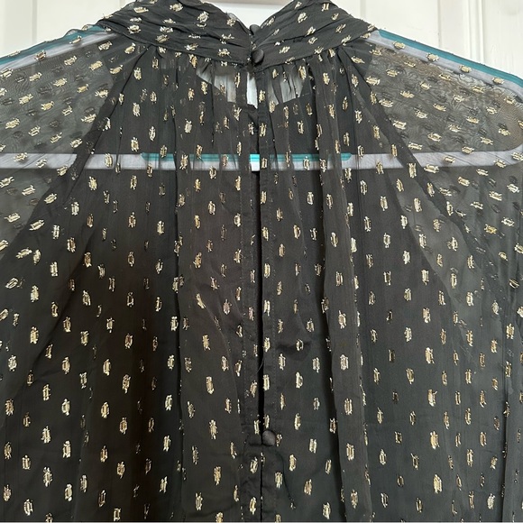 ASOS Maternity High Neck Long Sleeve Black/Gold Metallic Chiffon Mini Dress NWOT - Picture 7 of 15